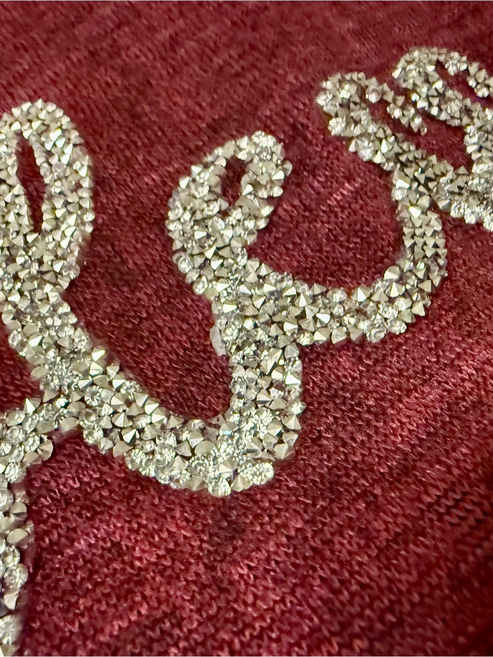 Joei & I 3X Blessed Rhinestone Burgundy Tie Front Long Sleeve - Picture 5 of 7